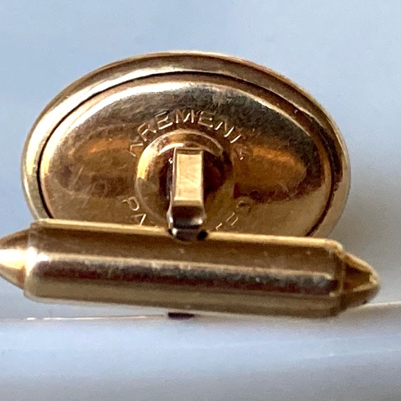 Vintage Krementz Tiger’s Eye Cufflinks– Pre-Patent 1930s • Gold Tone • Oval Dome - Picture 9 of 14